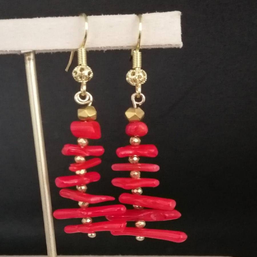 Tassel Earrings Boho - Kadınlar Düzensiz Dal Kırmızı Mercan Uzun