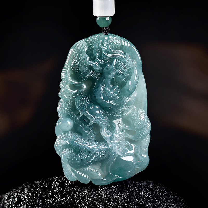 Women'S Accessories - Doğal Birmanya Jadeite Ejderha Kolye Kolye