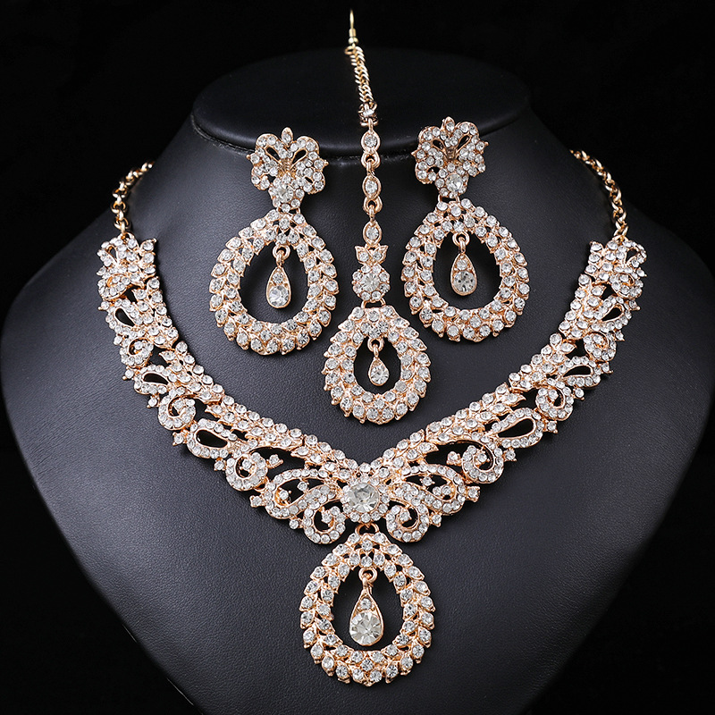 Women Jewelry Accessories For Black Dress - Lüks altın renk geometrik kristal küpe