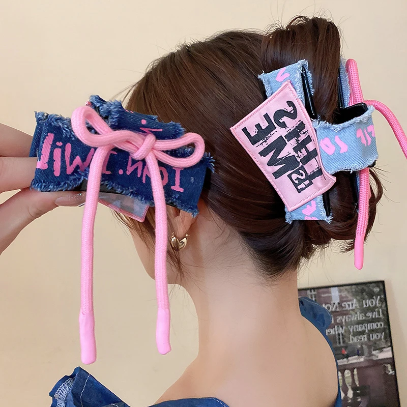 Women'S Jeans Accessories - 1/2 Adet Kot Desenli Pembe Mavi