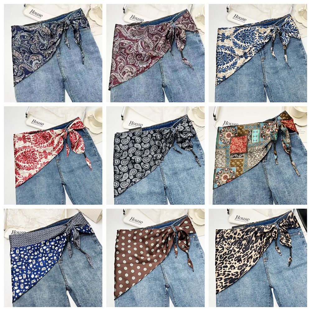Women'S Jeans Accessories - İmitasyon İpek Kaju Çiçekli İpek Eşarp