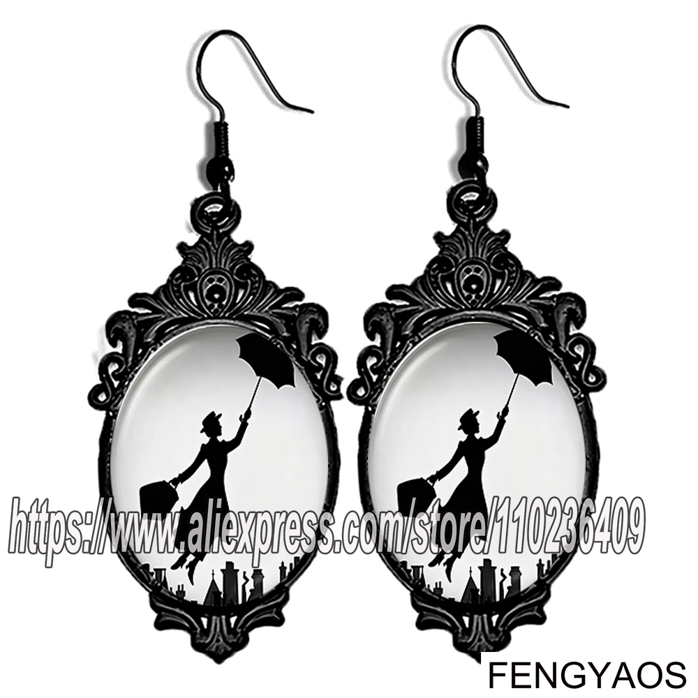 Women Jewelry Accessories For Black Dress - Yeni Siyah Mary Poppins Dangle Küpe