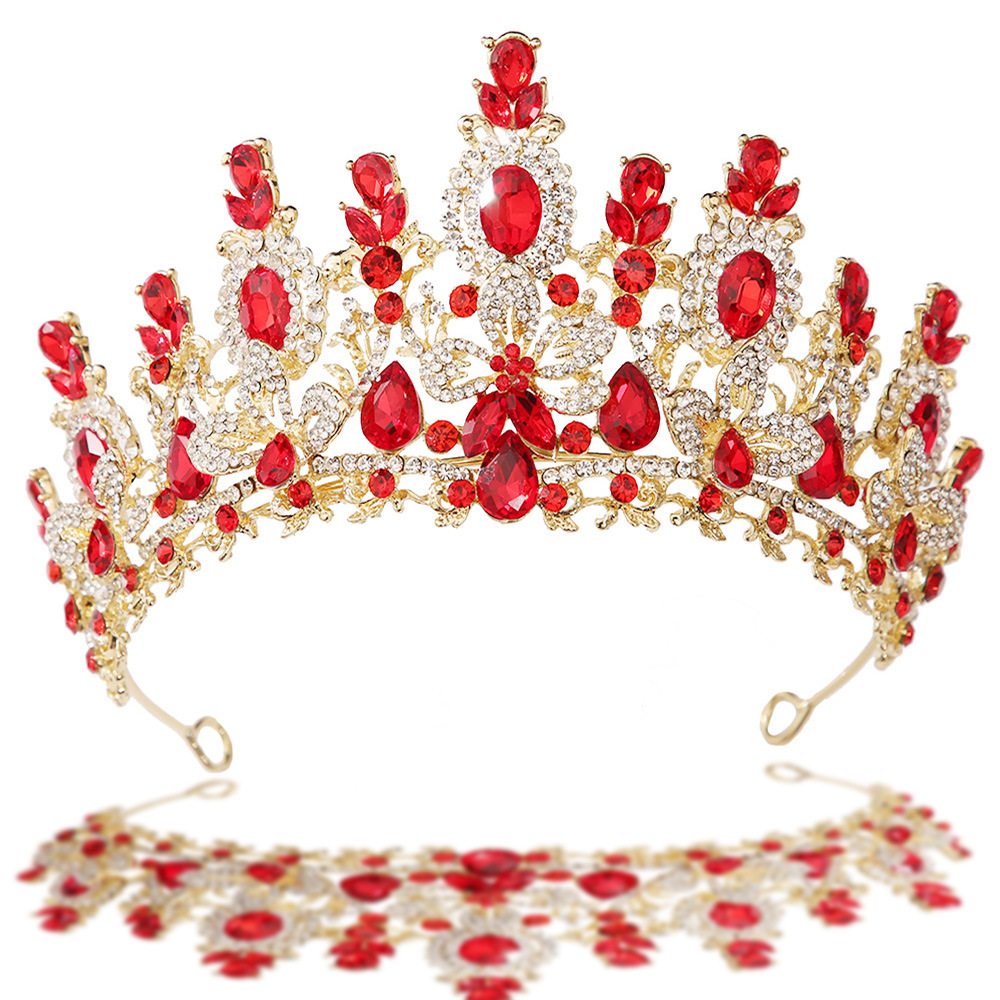 Women Jewelry Accessories For Black Dress - Barok Prenses Kırmızı Kristal Su Damlası