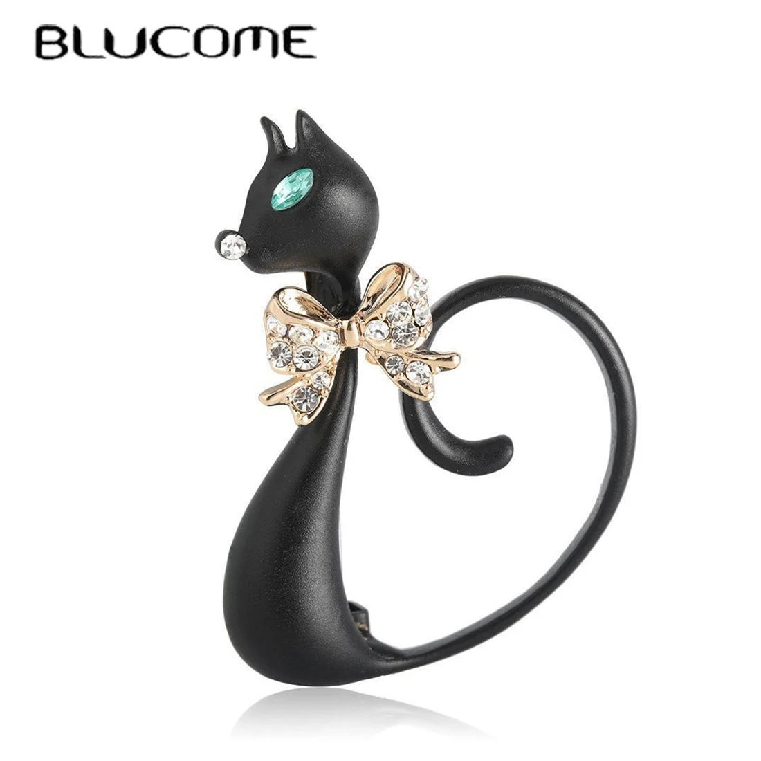 Women Jewelry Accessories For Black Dress - Blucome sevimli hayvan siyah kedi şekli