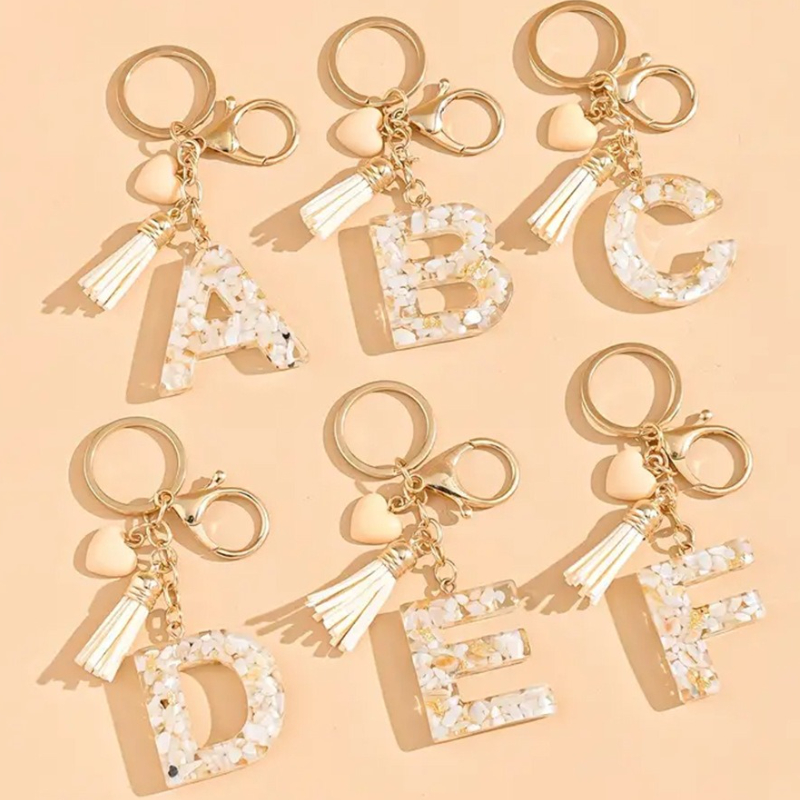 Women Accessories In English - A-Z İngilizce Anahtarlık Püskül Reçine Kalp
