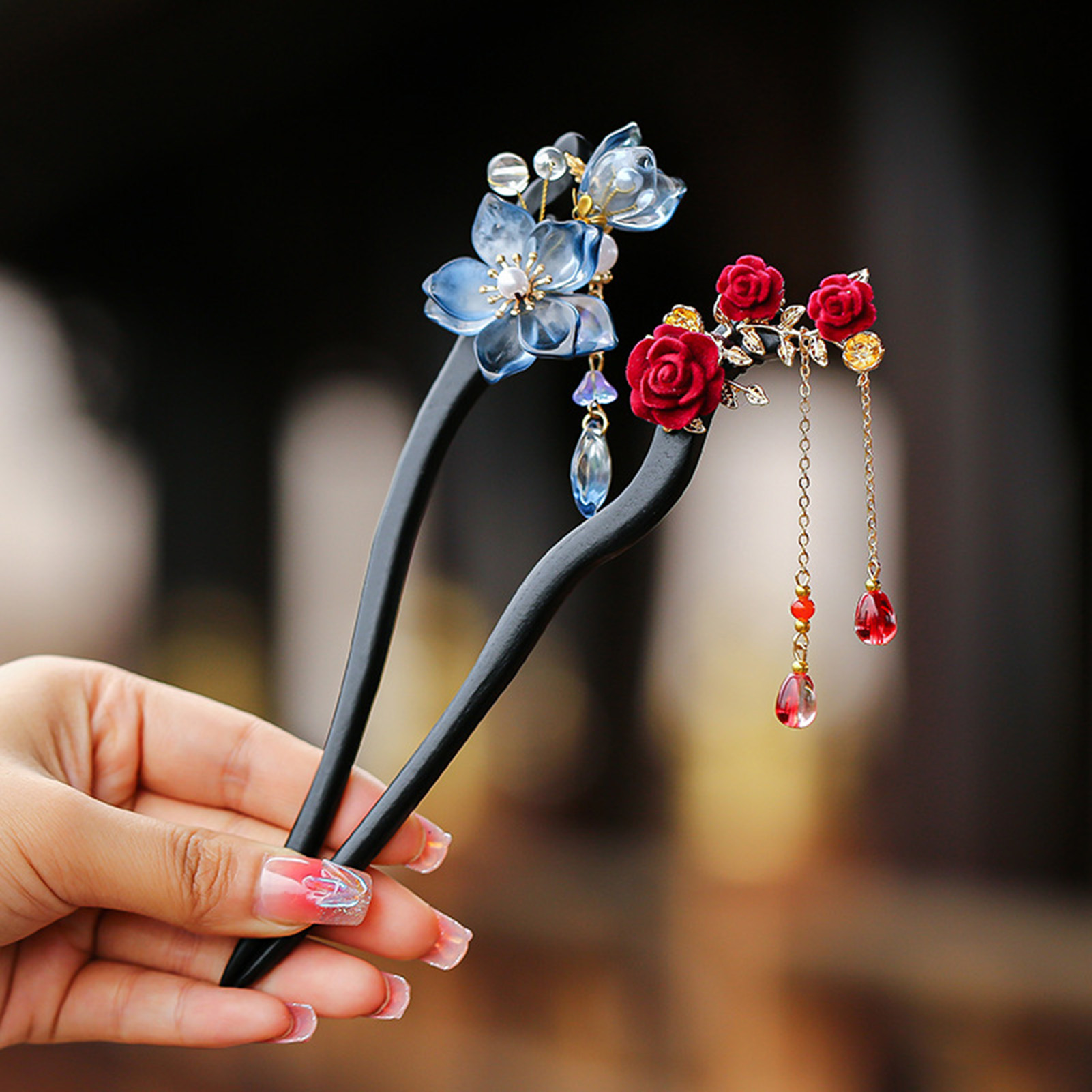 Women Accessories Shop - Çin tarzı çiçek püskül saç tokası