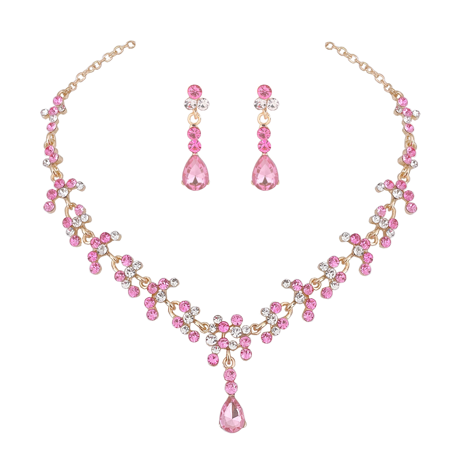 Women Jewelry Accessories For Black Dress - Barok Pembe Mor Kristal Gelin düğün