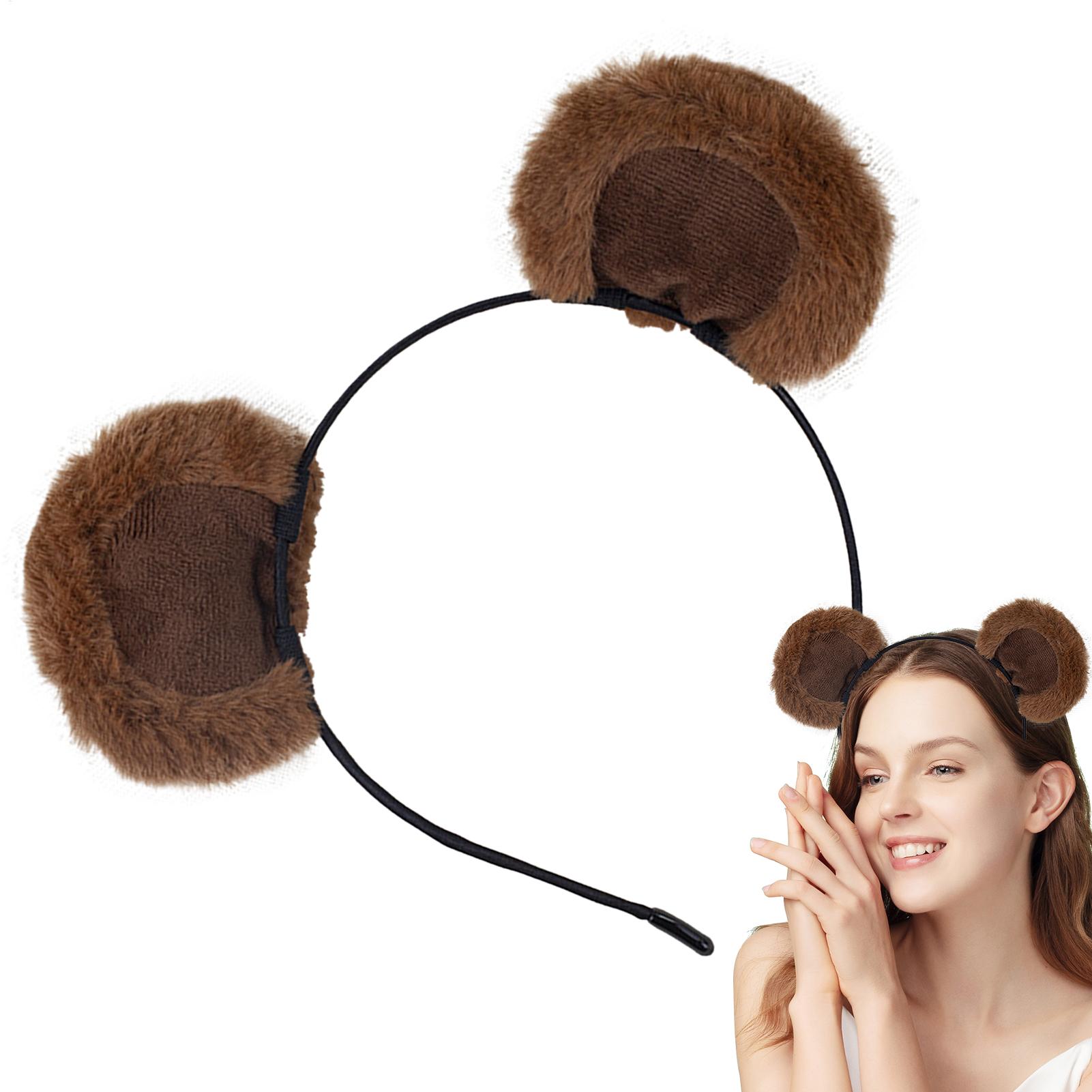 Women Accessories Combo Gift - Sevimli Kahverengi Kulaklar Kafa Bandı Ayarlanabilir