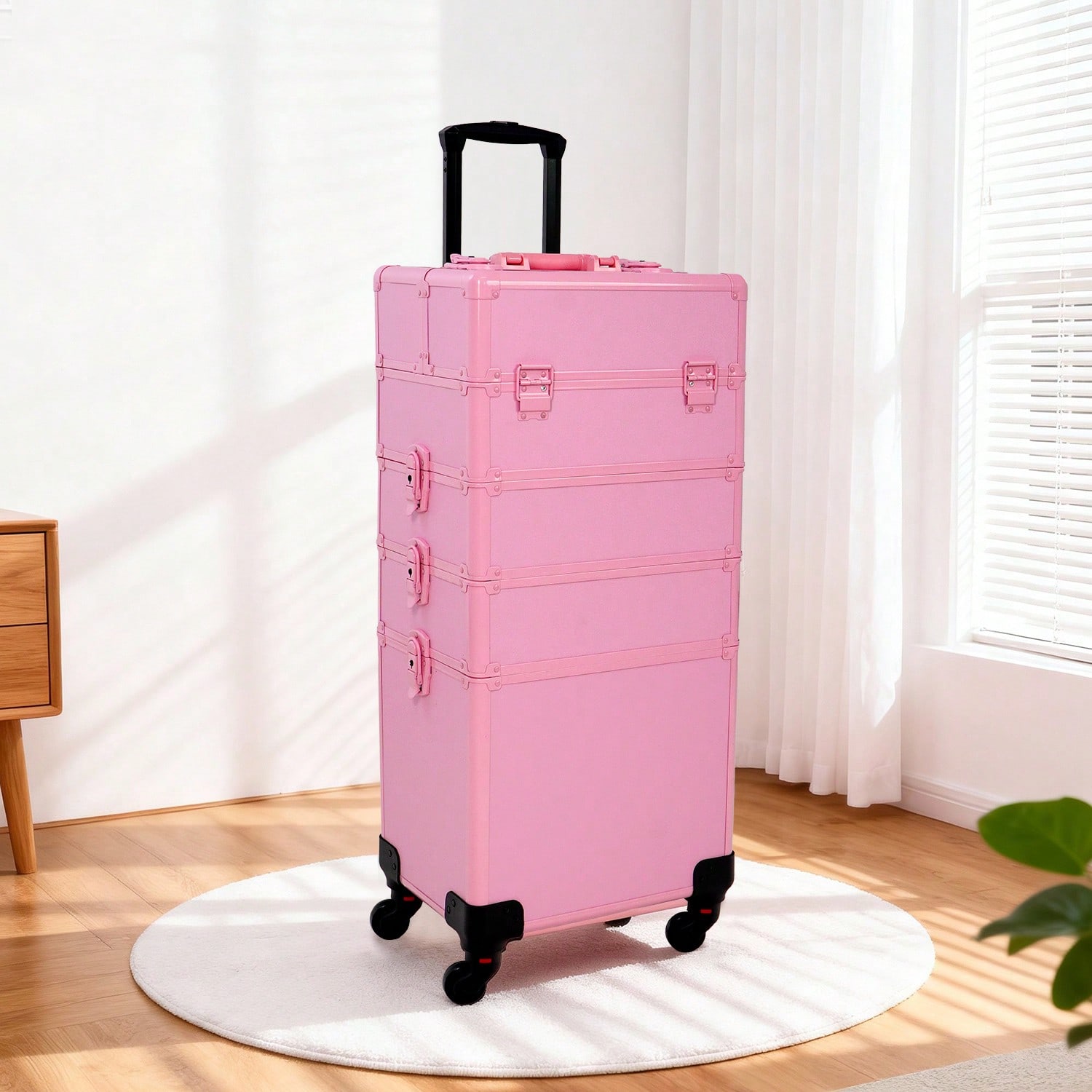 Women Accessories Organizer - 4'ü 1 Arada Tekerlekli Makyaj Çantası,