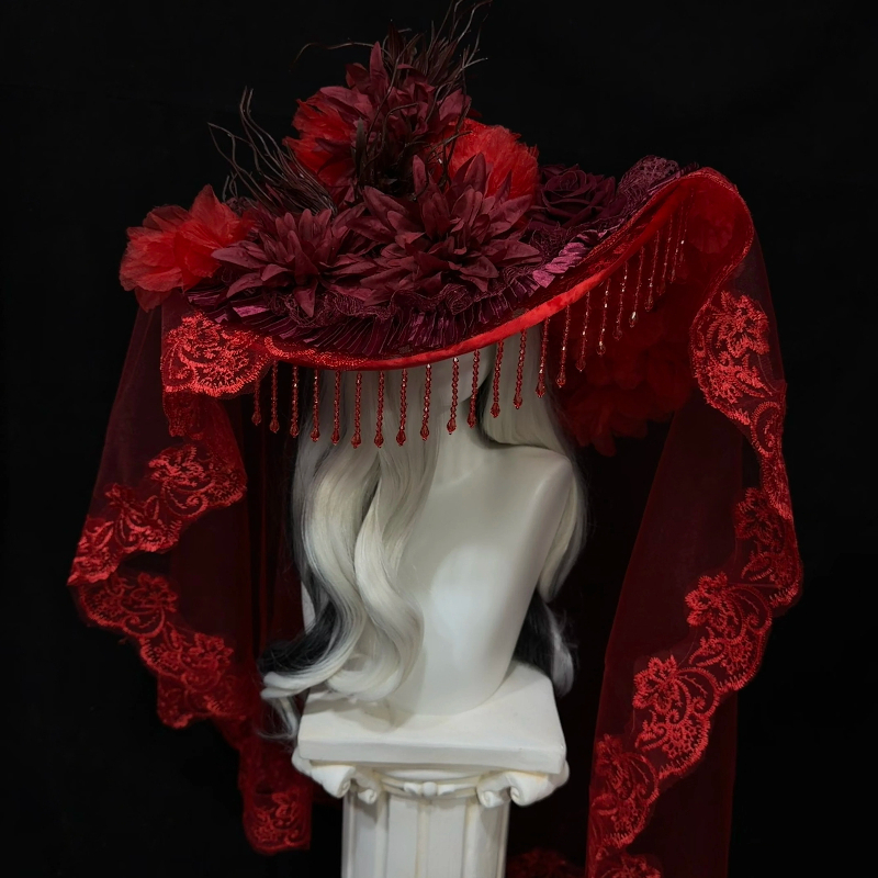 Women'S Victorian Era Accessories - Kırmızı Dul Şapka Kadınlar için Lolita