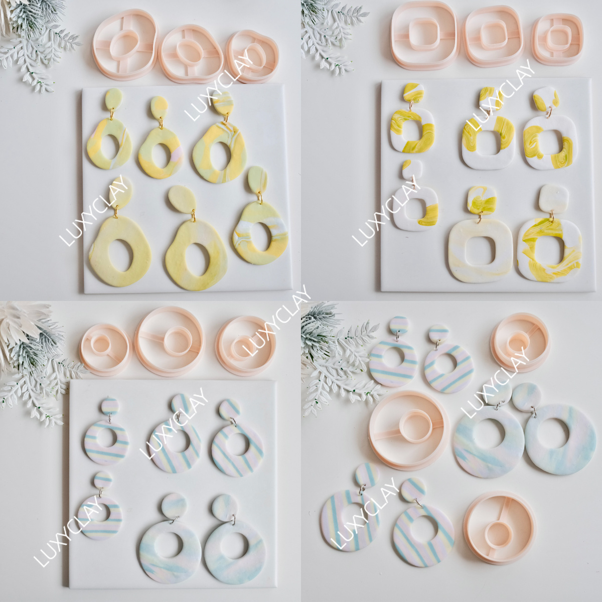 Tassel Earrings Boho - 3 adet içi boş daire kare