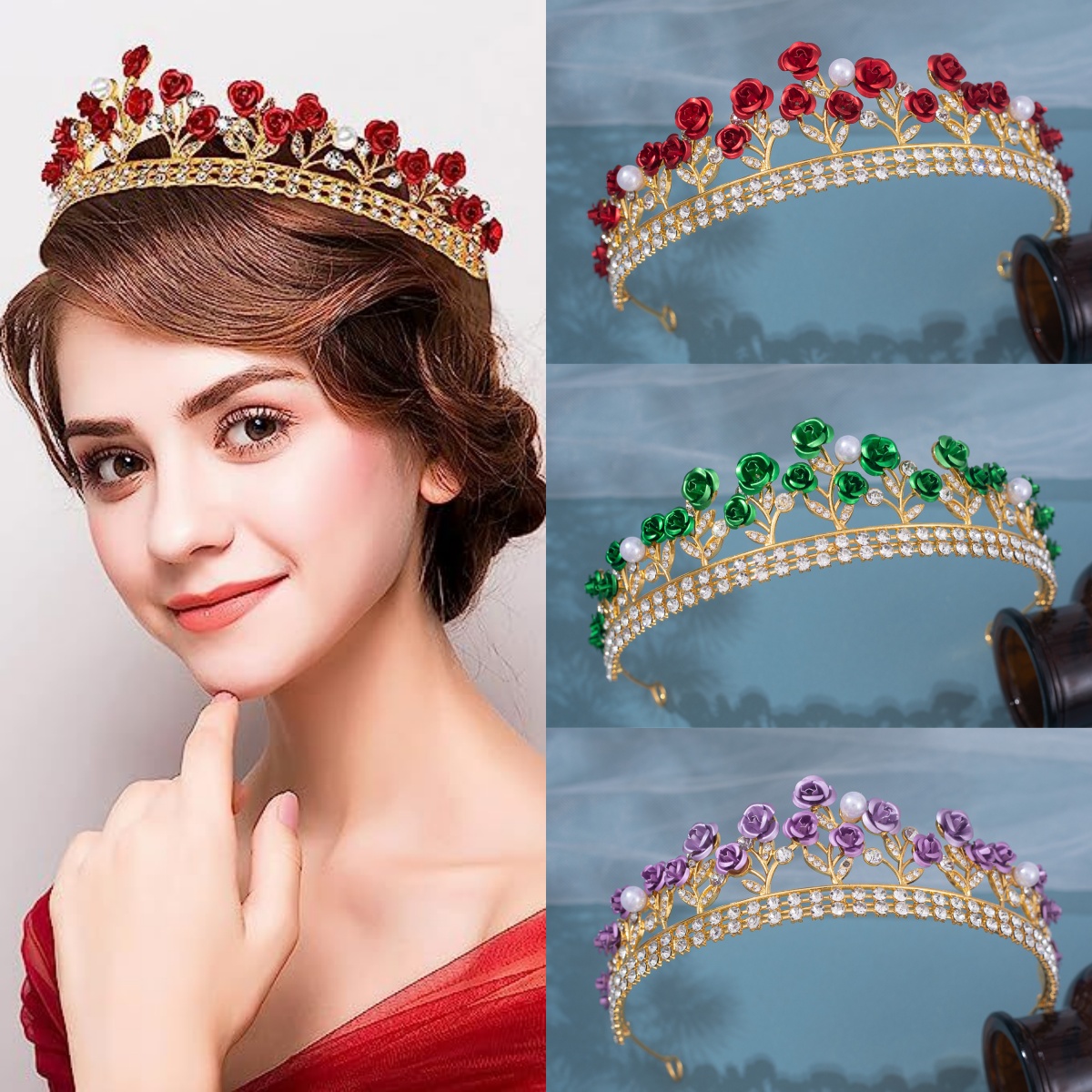 Women'S Wedding Accessories - Barok Seramik Gelin Tacı Rhinestone Balo
