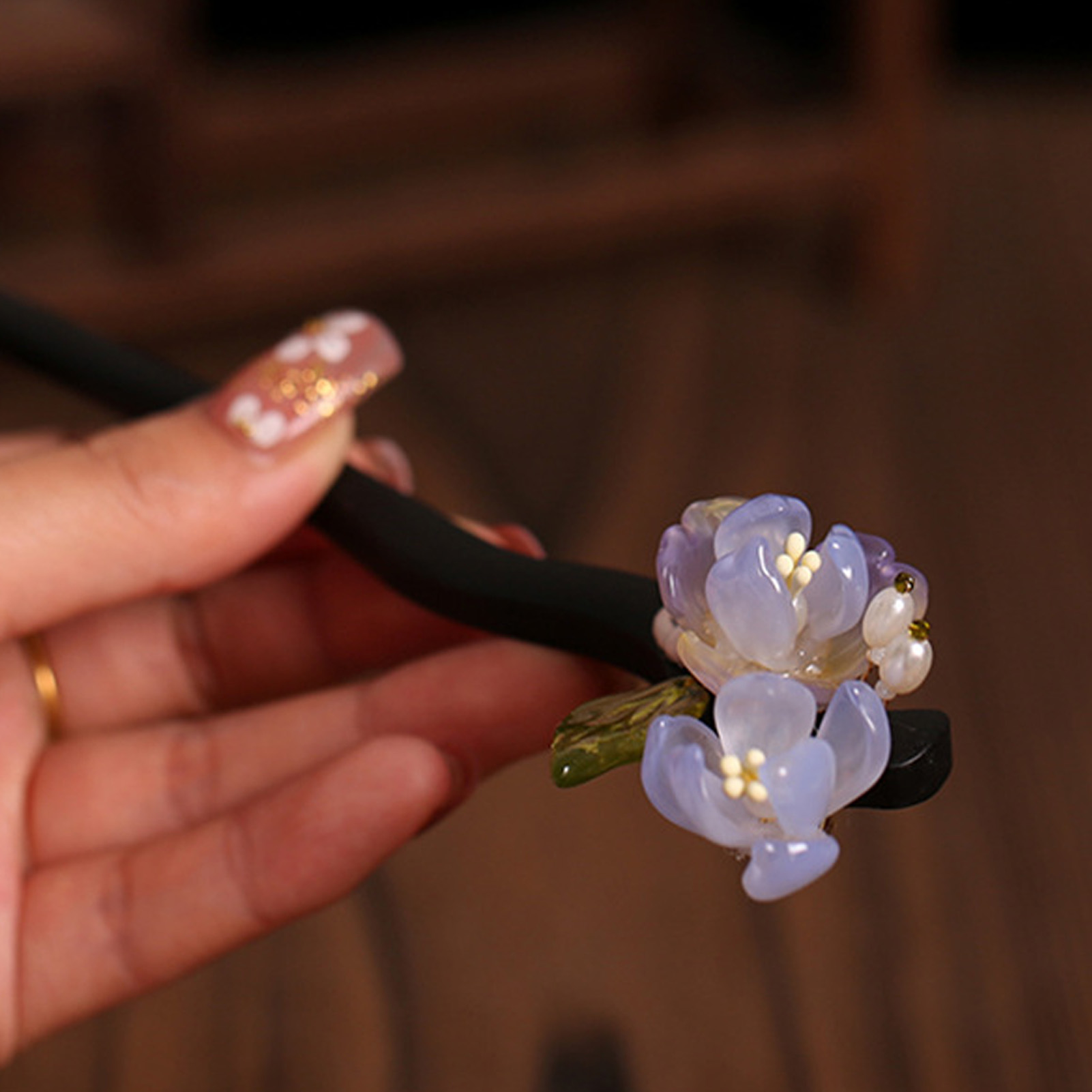 Women Accessories Shop - Vintage ahşap çiçek saç tokası kadınlar