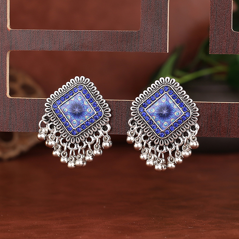 Vintage etnik gümüş renk kare  - Tassel Earrings Boho incelemesi ve fiyatı