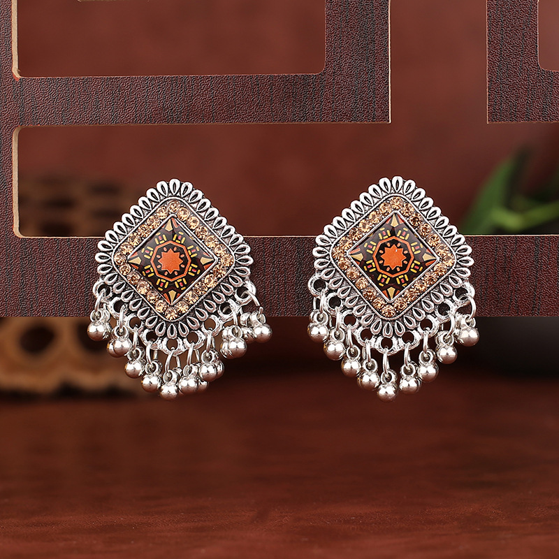 Vintage etnik gümüş renk kare  - Tassel Earrings Boho incelemesi ve fiyatı