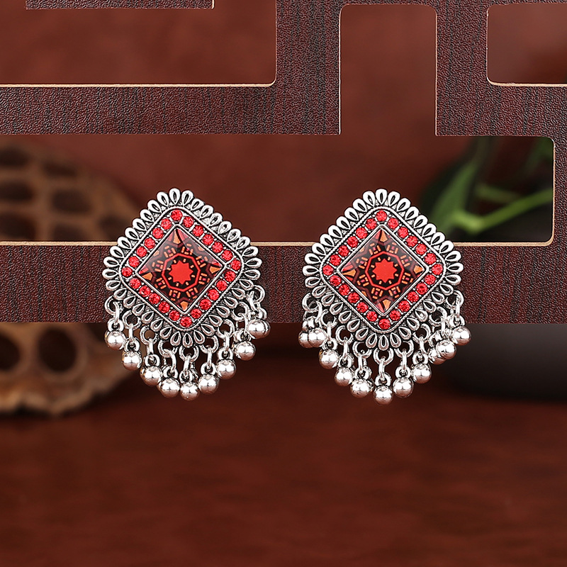 Vintage etnik gümüş renk kare  - Tassel Earrings Boho incelemesi ve fiyatı