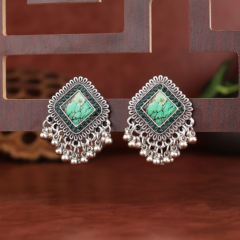 Vintage etnik gümüş renk kare  - Tassel Earrings Boho incelemesi ve fiyatı
