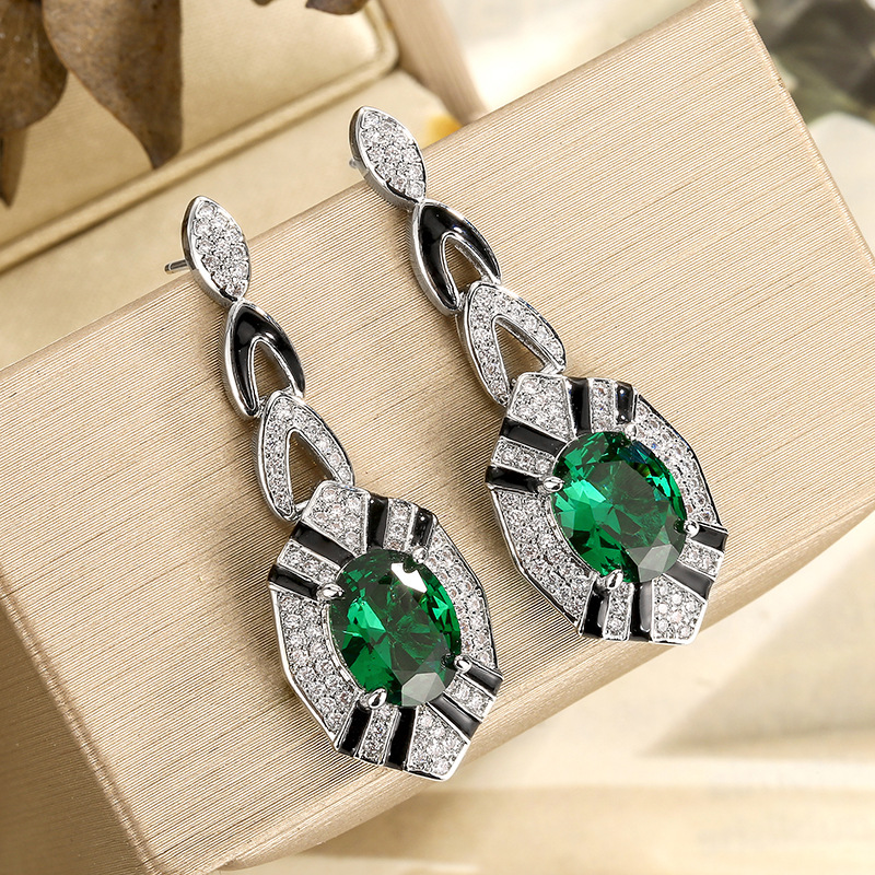 Art Deco Oval Kesim Zümrüt Saf - Women Jewelry Accessories For Black Dress incelemesi ve fiyatı