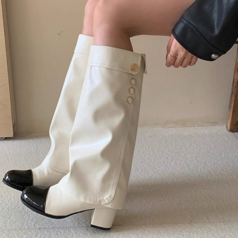Şık Siyah Beyaz Eklemeli Diz Ü - Women'S Ankle Accessories incelemesi ve fiyatı