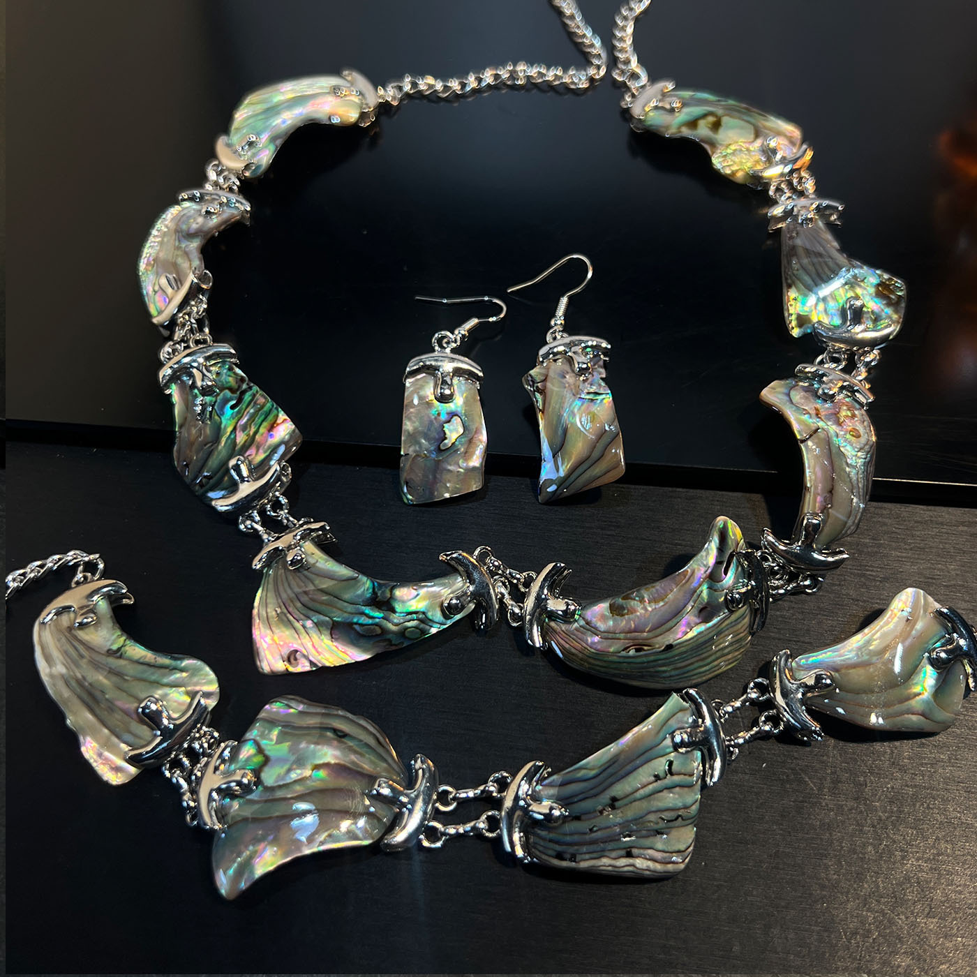 Set Takı Abalone beyaz siyah d - Women Jewelry Accessories For Black Dress incelemesi ve fiyatı