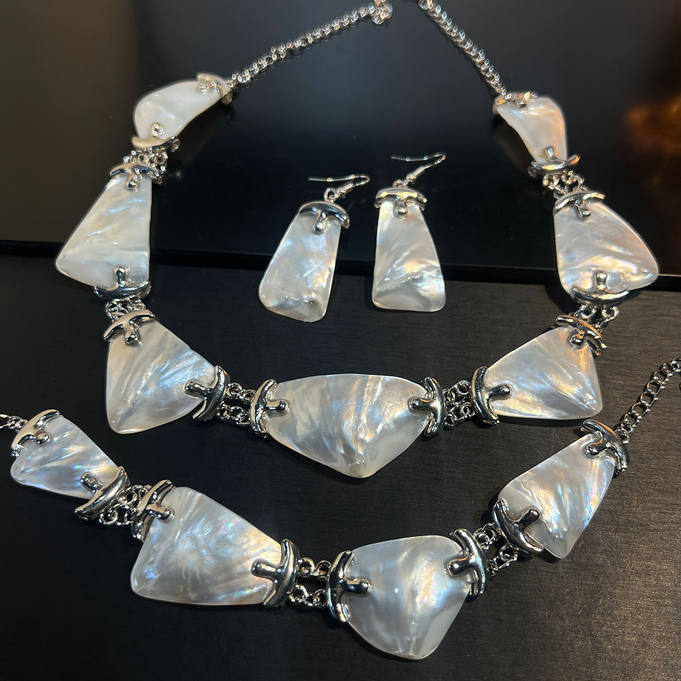 Set Takı Abalone beyaz siyah d - Women Jewelry Accessories For Black Dress incelemesi ve fiyatı
