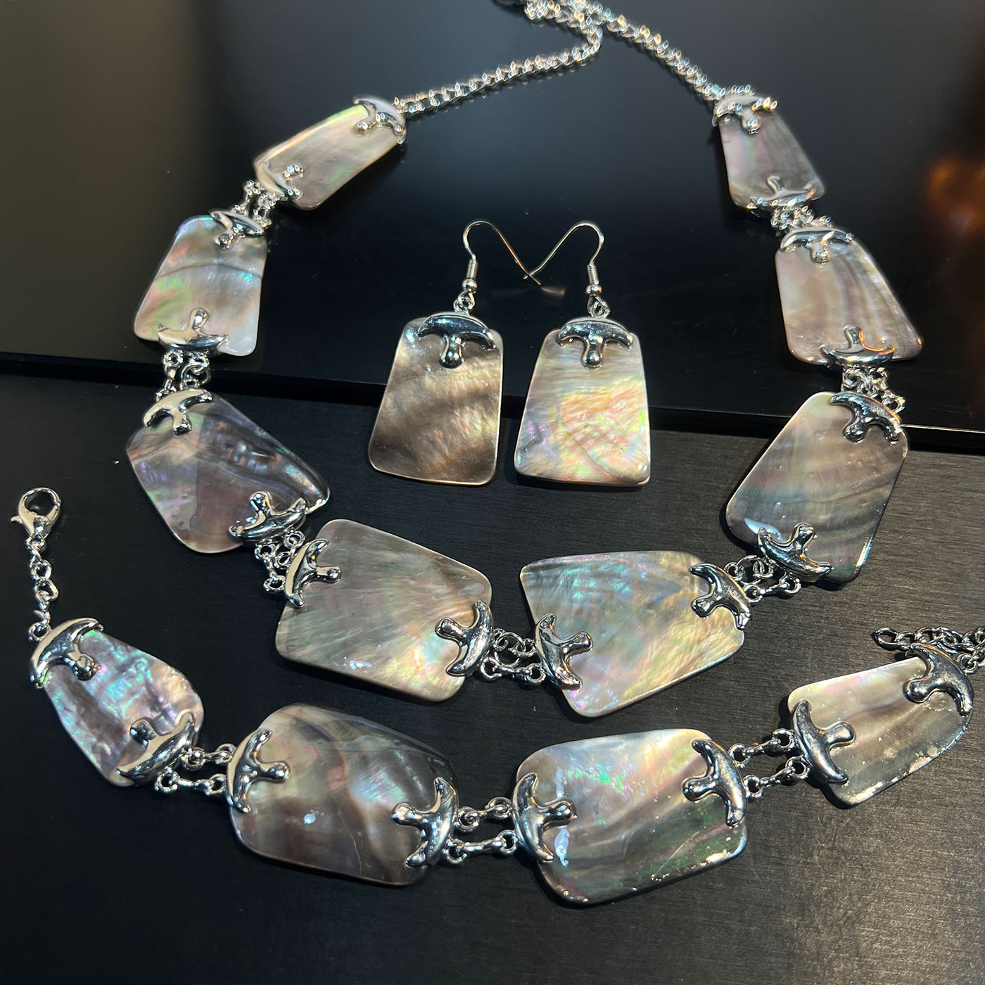 Set Takı Abalone beyaz siyah d - Women Jewelry Accessories For Black Dress incelemesi ve fiyatı